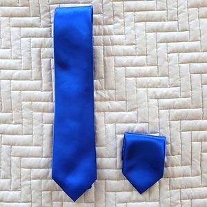 Van Heusen Dark Blue Neck Tie with Pocket Square